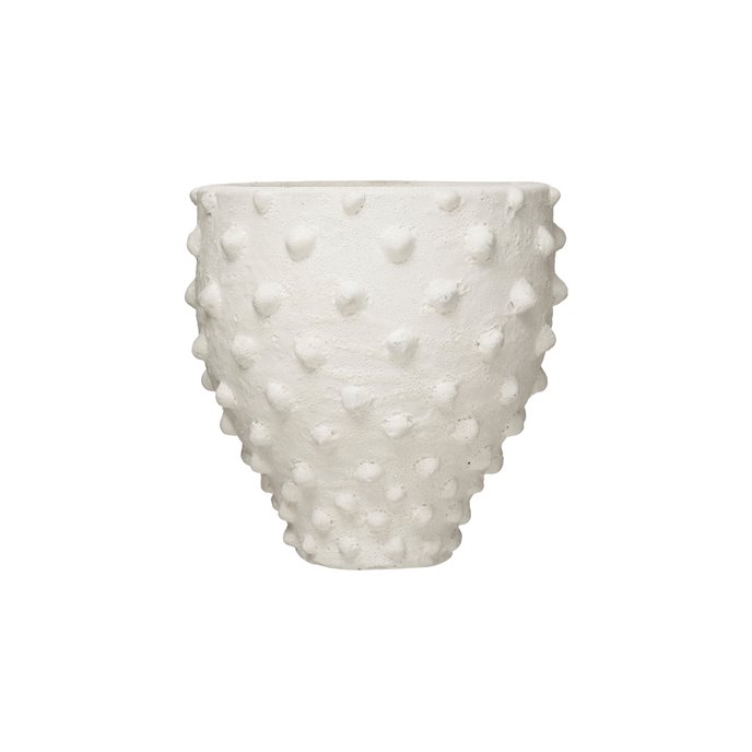 9.75"H Textured Terracotta Planter with Pointed Polka Dot Design (Holds 9" Pot/Each one will vary) Thumbnail