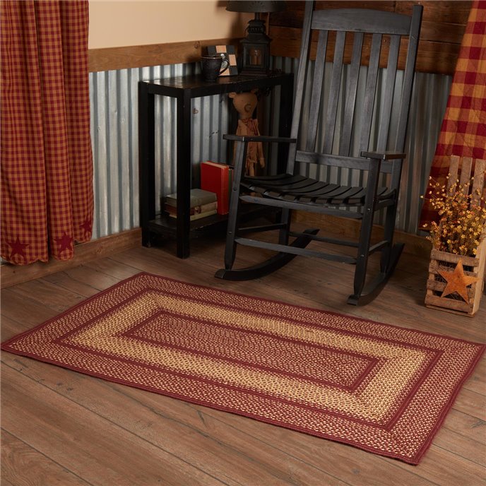 Burgundy Red Primitive Jute Rug Rect w/ Pad 36x60 Thumbnail