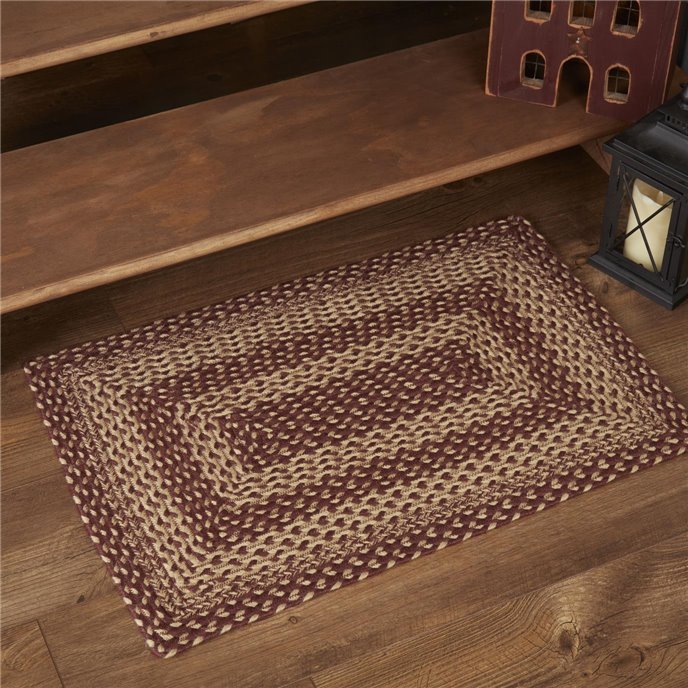 Burgundy Tan Jute Rug Rect 20x30 Thumbnail