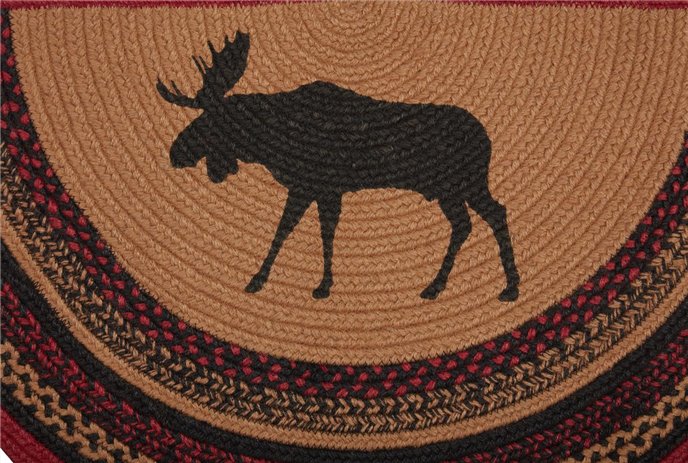 Cumberland Stenciled Moose Jute Rug Half Circle 16.5x33 Thumbnail