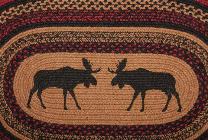 Cumberland Stenciled Moose Jute Rug Oval 20x30 Thumbnail