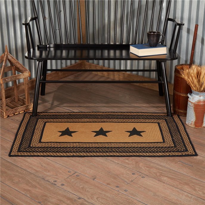 Farmhouse Jute Rug Rect Stencil Stars w/ Pad 27x48 Thumbnail