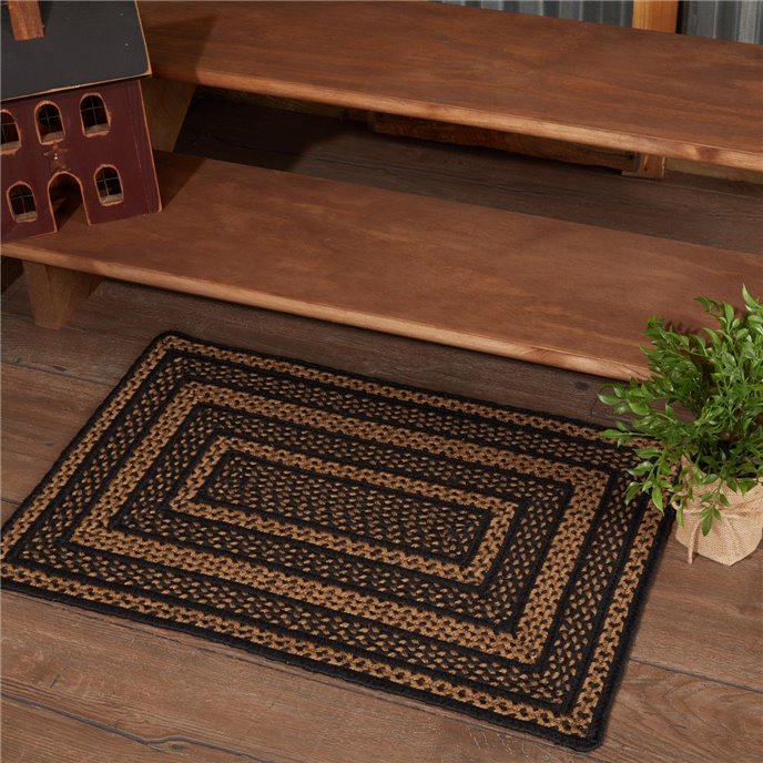 Black &amp; Tan Jute Rug Rect 20x30 Thumbnail