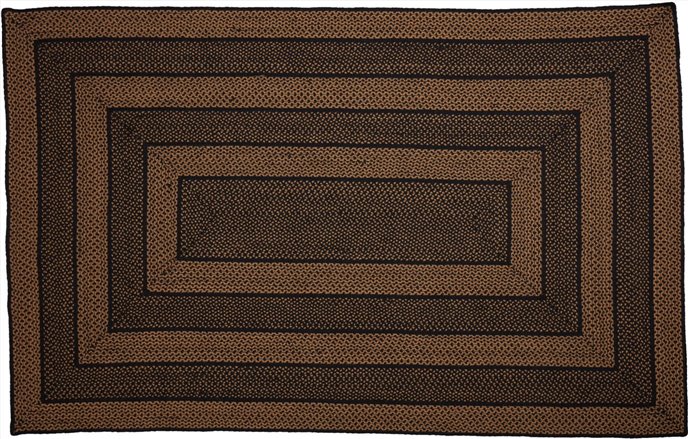 Black &amp; Tan Jute Rug Rect w/ Pad 60x96 Thumbnail