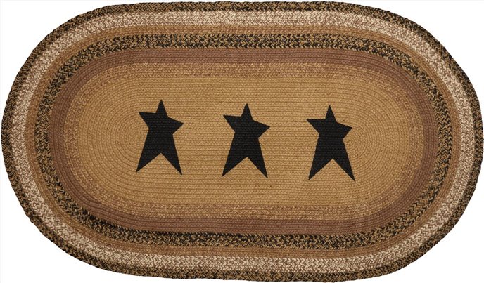 Kettle Grove Jute Rug Oval Stencil Stars w/ Pad 27x48 Thumbnail