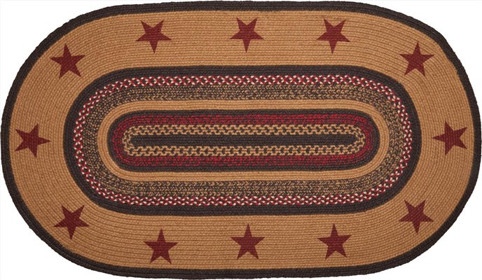 Landon Jute Rug Oval Stencil Stars w/ Pad 27x48 Thumbnail