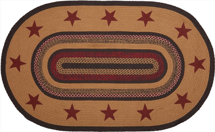 Landon Jute Rug Oval Stencil Stars w/ Pad 36x60 Thumbnail