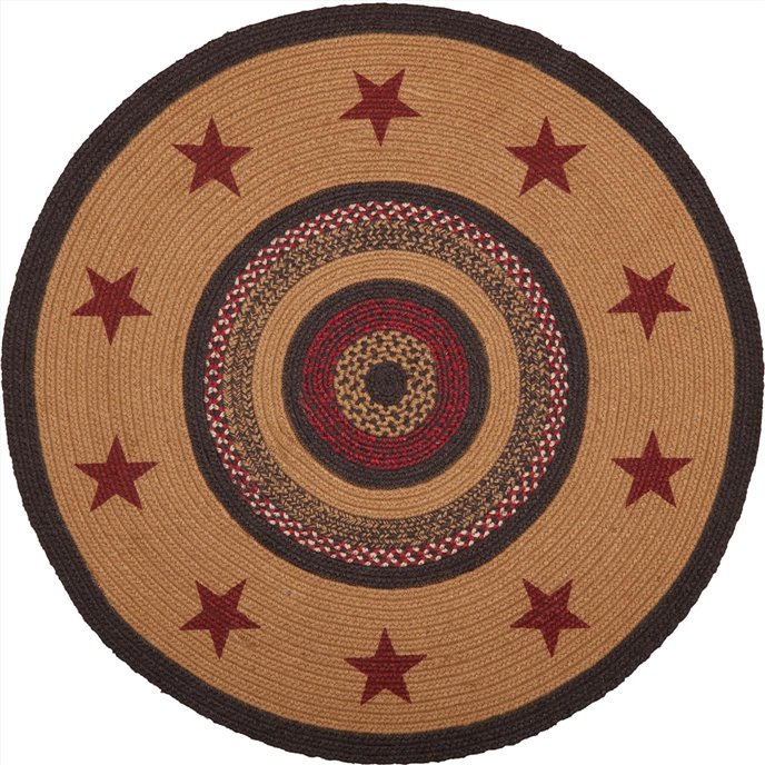 Landon Jute Rug Stencil Stars w/ Pad 3ft Round Thumbnail