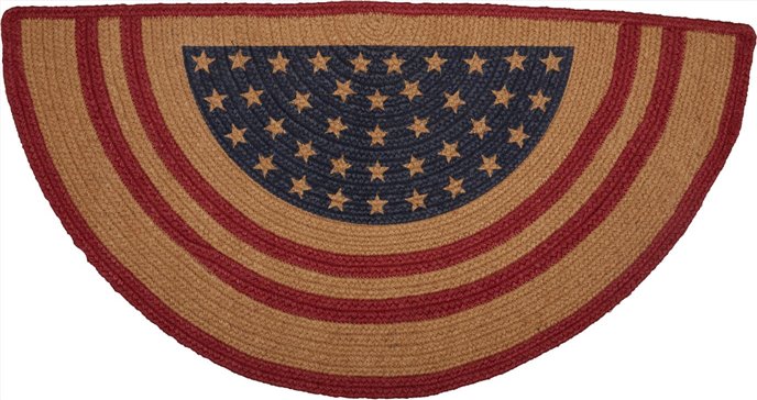 Liberty Stars Flag Jute Rug Half Circle w/ Pad 16.5x33 Thumbnail