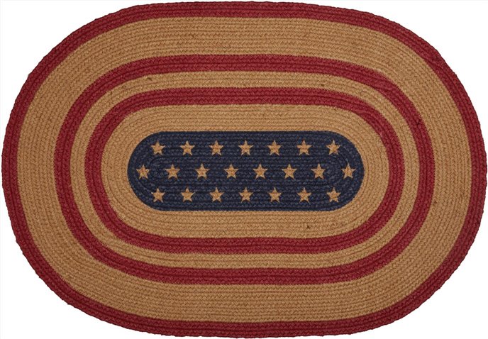 Liberty Stars Flag Jute Rug Oval w/ Pad 20x30 Thumbnail