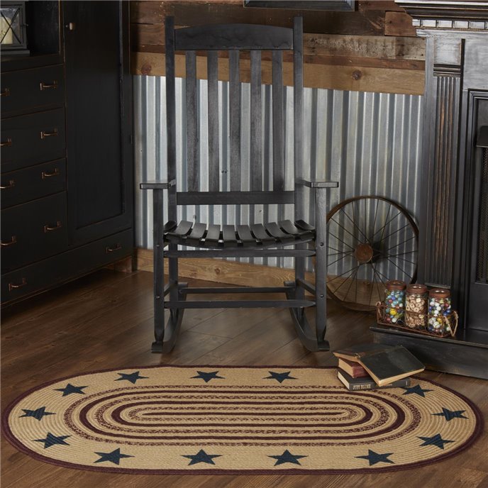 Potomac Jute Rug Oval Stencil Stars w/ Pad 36x60 Thumbnail