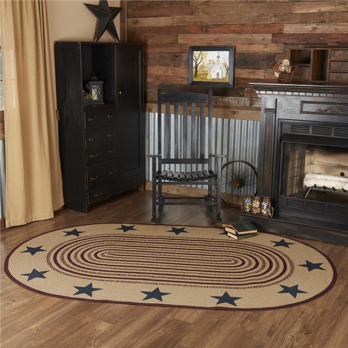 Potomac Jute Rug Oval Stencil Stars w/ Pad 60x96 Thumbnail