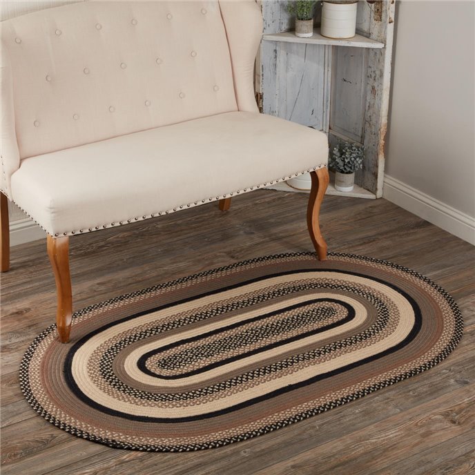 Sawyer Mill Charcoal Creme Jute Rug Oval w/ Pad 36x60 Thumbnail