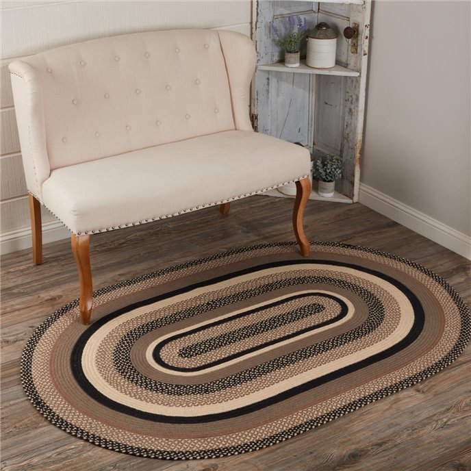 Sawyer Mill Charcoal Creme Jute Rug Oval w/ Pad 48x72 Thumbnail