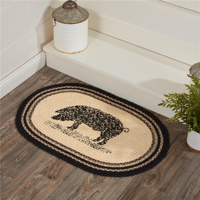 Sawyer Mill Charcoal Pig Jute Rug Oval 20x30 Thumbnail