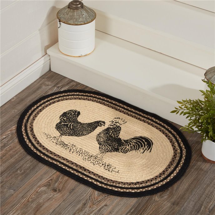 Sawyer Mill Charcoal Poultry Jute Rug Oval w/ Pad 20x30 Thumbnail
