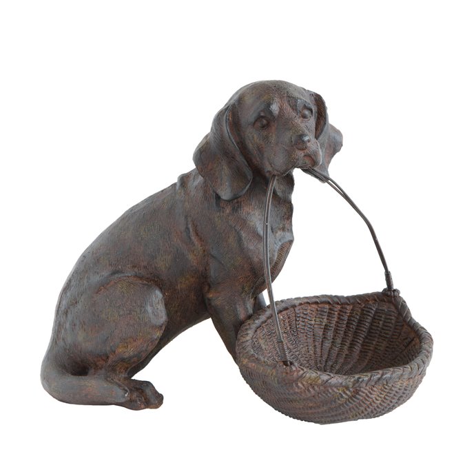 Resin Sitting Dog Holding Basket Thumbnail