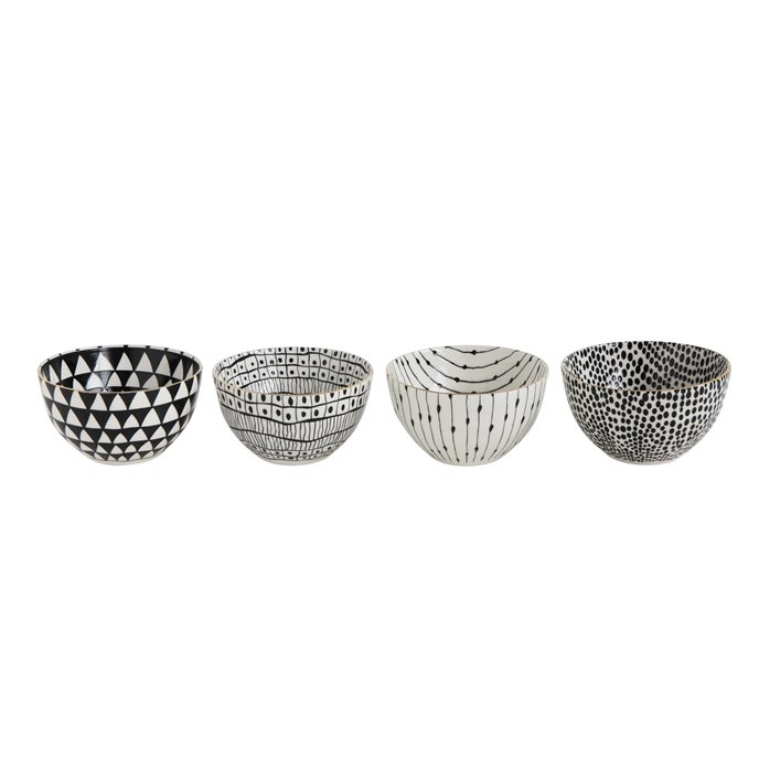 White & Black Bowls with Varying Designs (Set of 4 Designs) Thumbnail