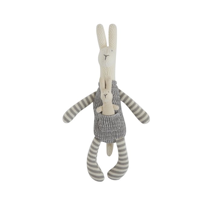 Grey Polyester & Cotton Knit Kangaroo with Baby Thumbnail