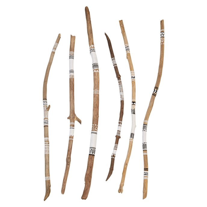 45"L Hand-Painted Wood Stick, 6 Styles (Each One Will Vary) Thumbnail