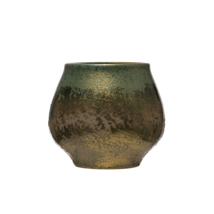 Stoneware Planter with Iridescent Reactive Glaze Finish (Holds 6" pot/Each one will vary) Thumbnail