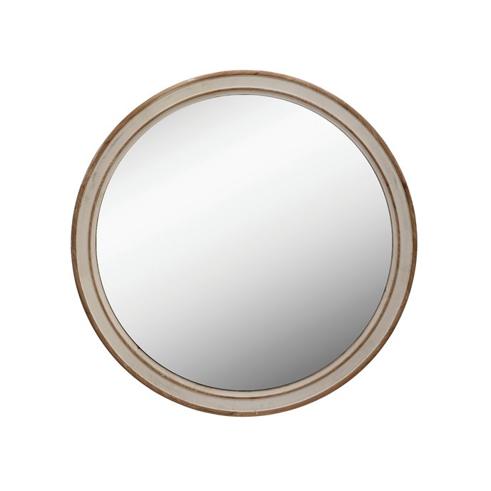 31.5 in. Round Wood Framed Wall Mirror Thumbnail