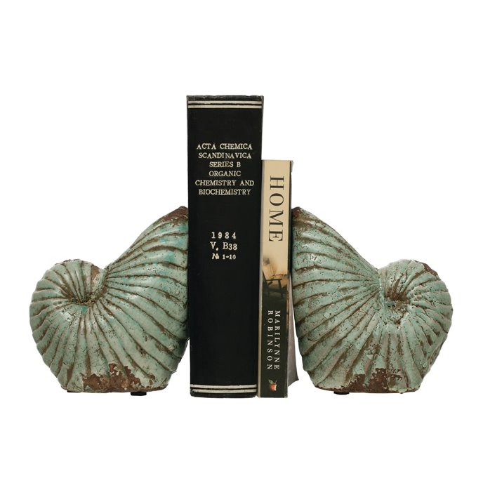 Terra-Cotta Distressed Aqua Shell Vase/Bookends, Set of 2 Thumbnail