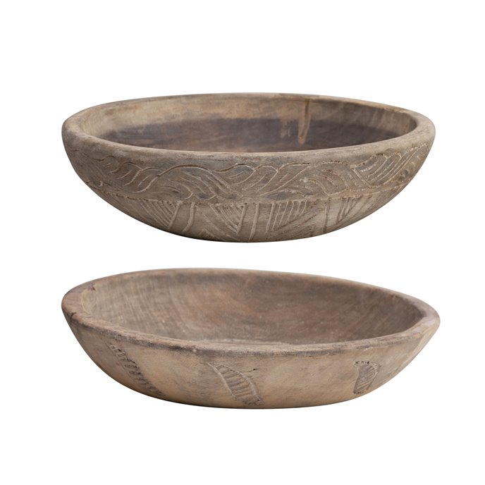 Round Found Hand-Carved Wood Bowl Wall Décor (Each One Will Vary) Thumbnail