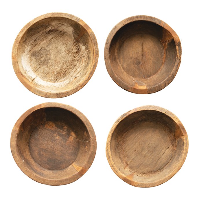 Approximately 20" Round Found Teak Wood Bowl (Each One Will Vary) Thumbnail