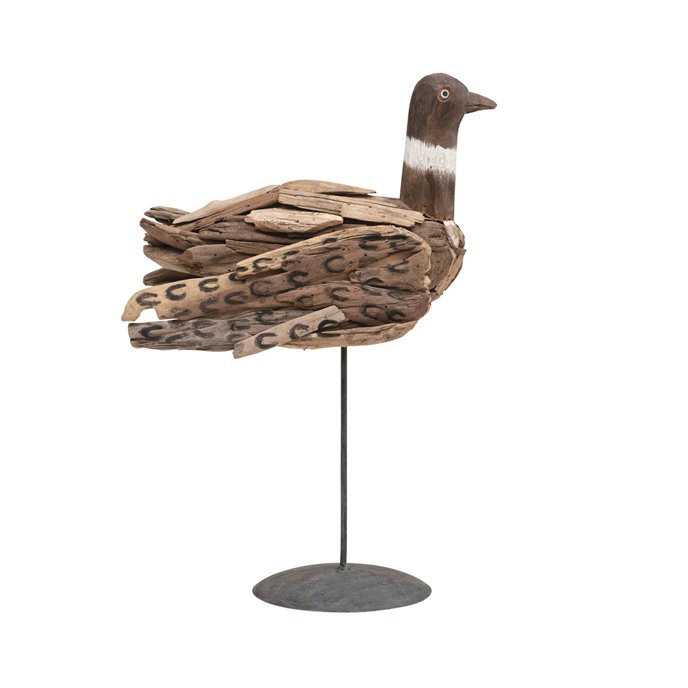Hand-Painted Vintage Reproduction Driftwood Bird on Metal Stand (Each One Will Vary) Thumbnail