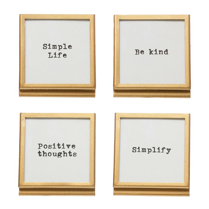 Metal & Glass Frame w/ Easel & Saying, 4 Styles (Holds 3" Square Photo) Thumbnail
