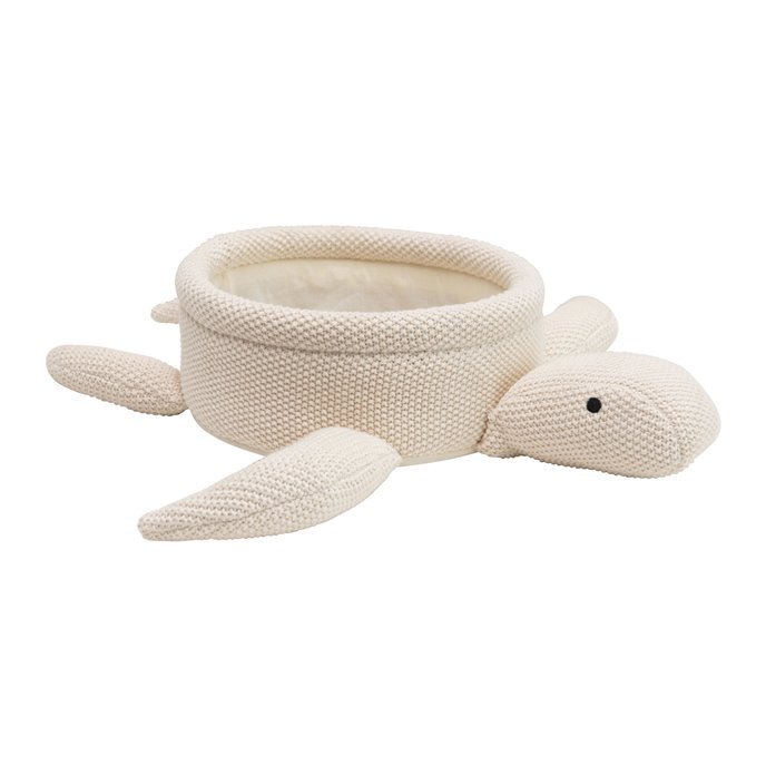 Cotton Knit Turtle Basket, Cream Color Thumbnail