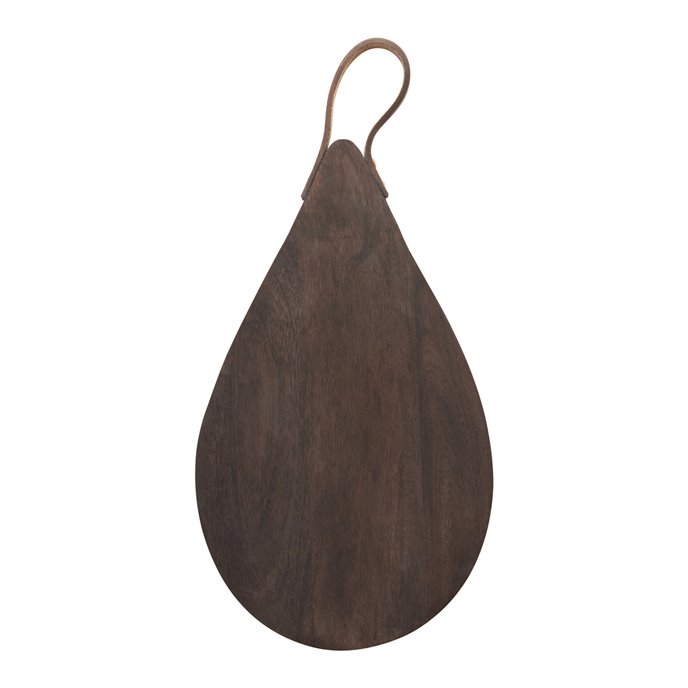 Mango Wood Cheese/Cutting Board with Leather Handle, Espresso Finish Thumbnail