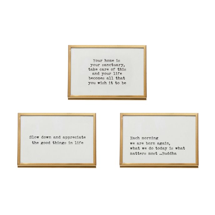 Metal & Glass Frame w/ Easel & Saying, 3 Styles (Holds 4" x 6" Photo) Thumbnail