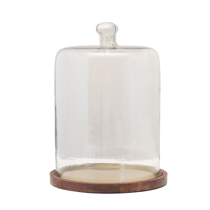 Glass Cloche with Wood & Metal Base, Set of 2 Thumbnail