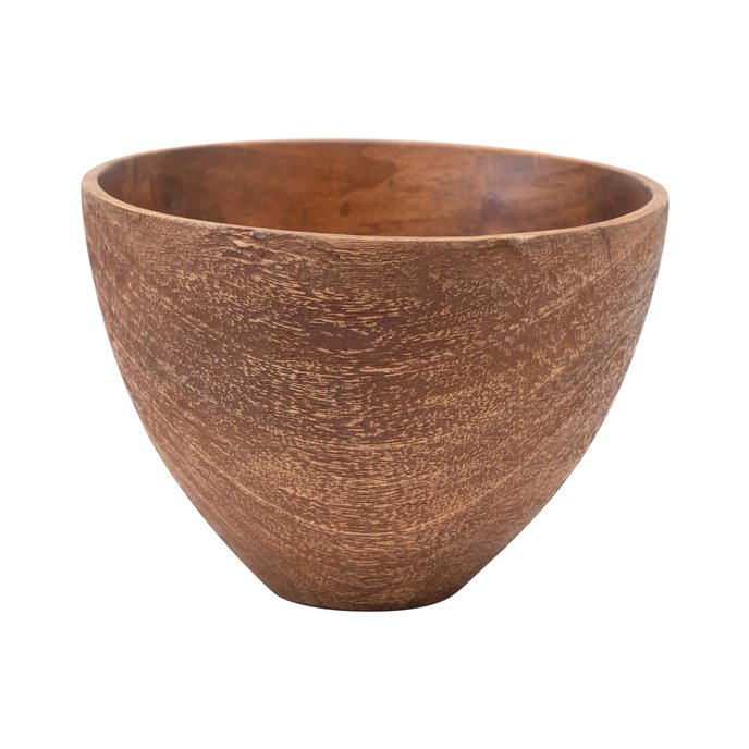 Mango Wood Bowl, Combed Walnut Finish Thumbnail