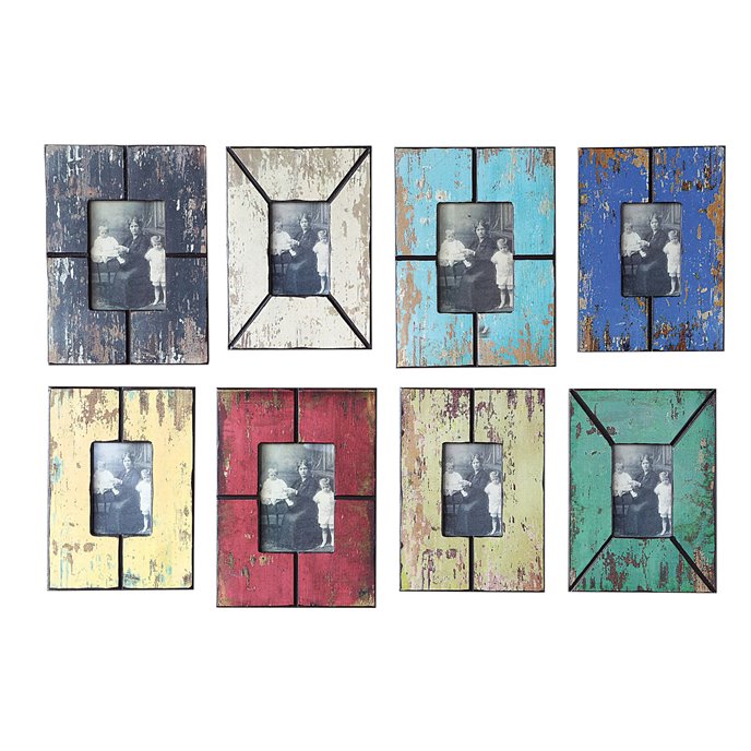 Heavily Distressed 4" x 6" Wood Photo Frame (Set of 8 Colors) Thumbnail
