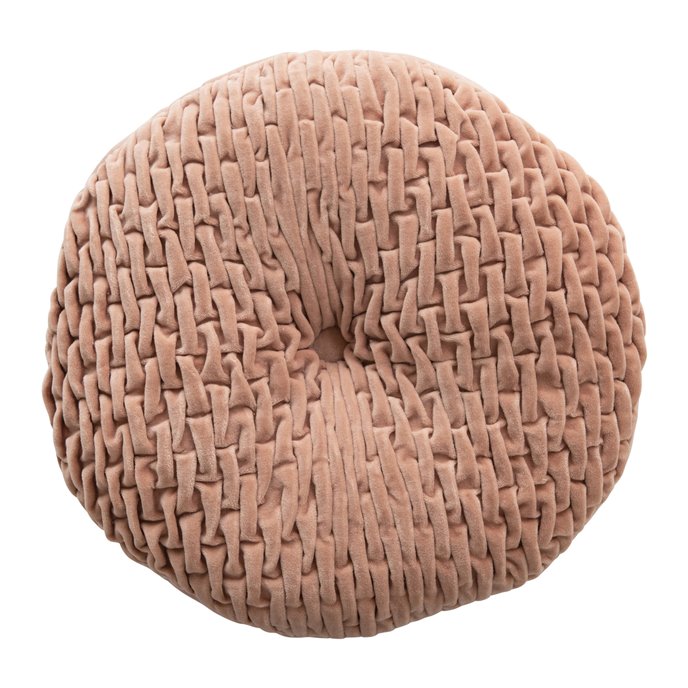 Cotton Velvet Pillow with Woven Pattern, Blush Color Thumbnail