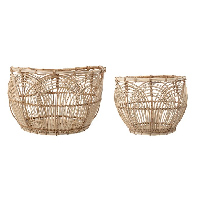 Decorative Beige Rattan Baskets (Set of 2 Sizes) Thumbnail