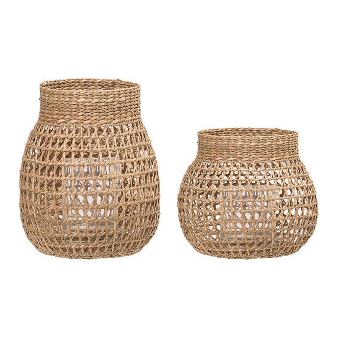 Natural Seagrass Lantern with Glass Insert (Set of 2 Sizes) Thumbnail