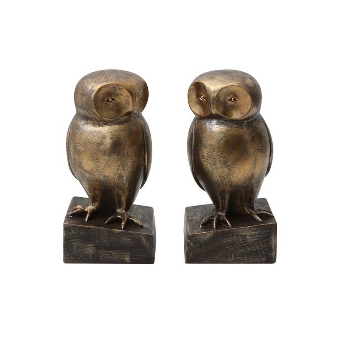 Resin Owl Shaped Bookends with Bronze Finish (Set of 2 Pieces) Thumbnail