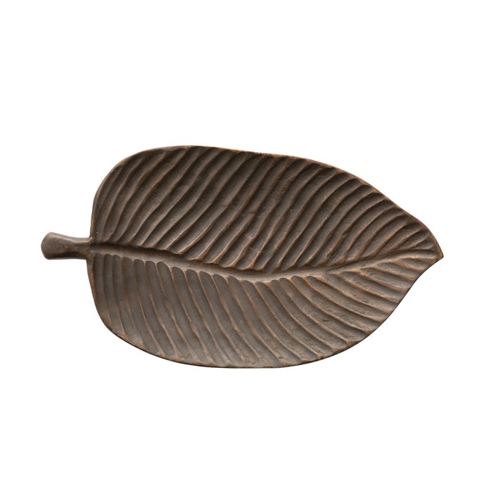 Decorative Hand-Carved Mango Wood Leaf Tray Thumbnail