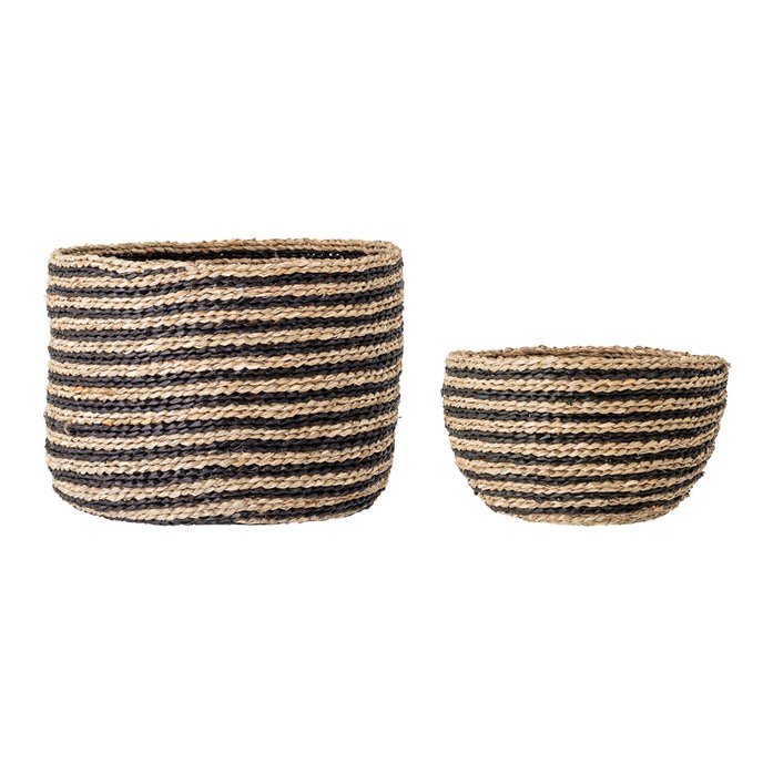 Handwoven Striped Seagrass Baskets (Set of 2 Sizes) Thumbnail