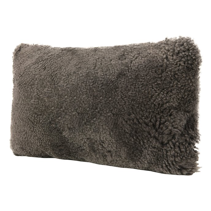 Charcoal New Zealand Lamb Fur Lumbar Pillow by Bloomingville