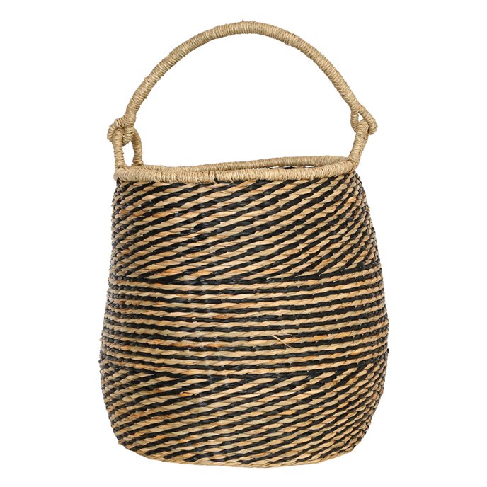 21.25"H Handwoven Seagrass Basket with Handle Thumbnail