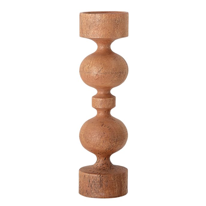 18"H Carved Mango Wood Candleholder (Holds 4" Pillar Candle) Thumbnail