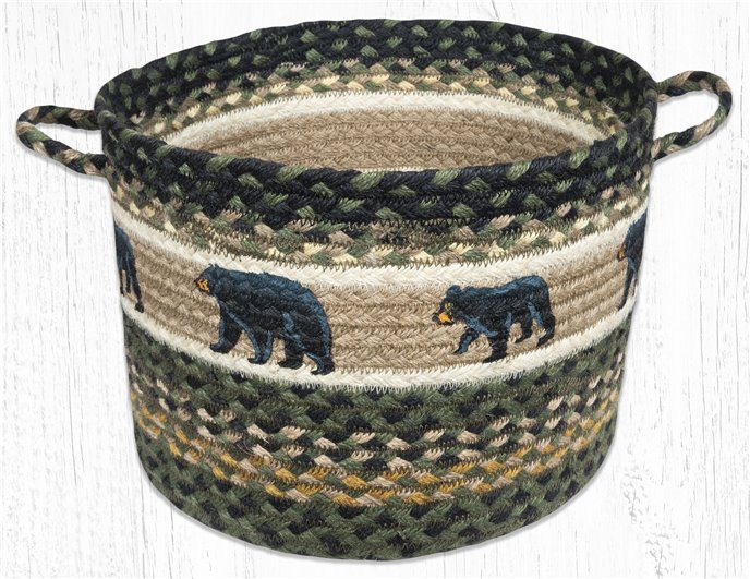 Mama and Baby Bear Printed Braided Utility Basket 13"x9" Thumbnail