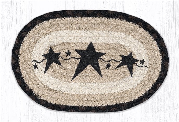 Primitive Stars Black Printed Oval Braided Swatch 7.5"x11" Thumbnail