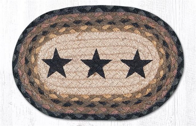 Black Star Printed Oval Braided Swatch 7.5"x11" Thumbnail