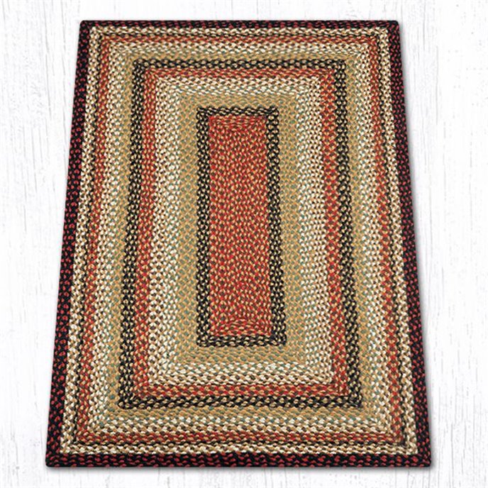 Burgundy/Mustard/Ivory Rectangular Braided Rug 20"x30" Thumbnail